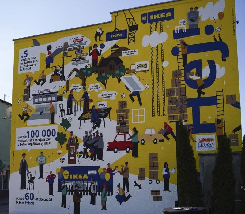 Symboliczny mural IKEA w Lubawie odsłonięty